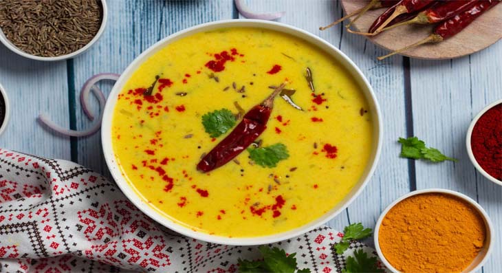 Rajasthani Kadhi – Spicy yogurt curry served with rice