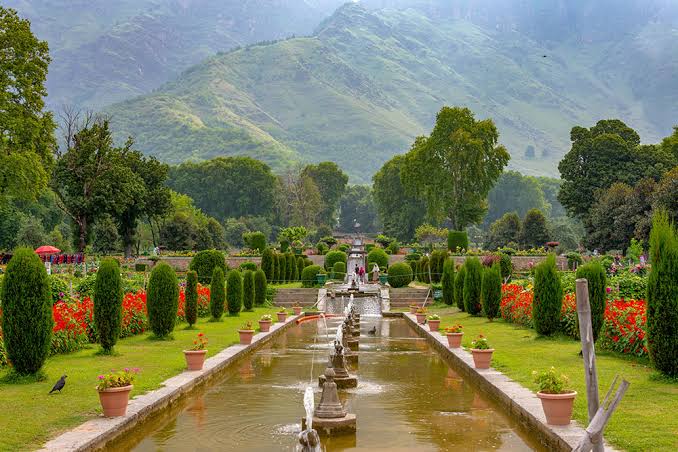 Nishat Bagh Mughal garden terraces in Srinagar, Kashmir