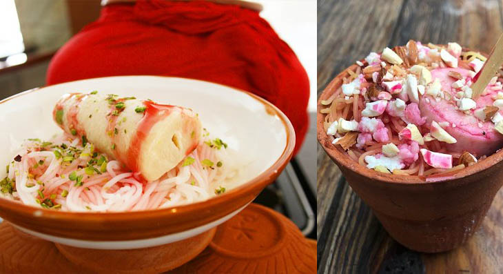 Pan-flavoured kulfi faluda with vermicelli and rose syrup at Pandit Kulfi near Hawa Mahal, Jaipur