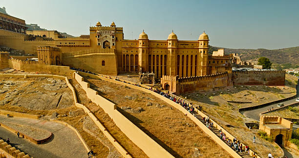 Amber Fort on a hilltop above Jaipur, Rajasthan