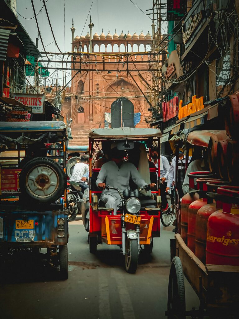 Cycle rickshaw ride through Chandni Chowk in Old Delhi