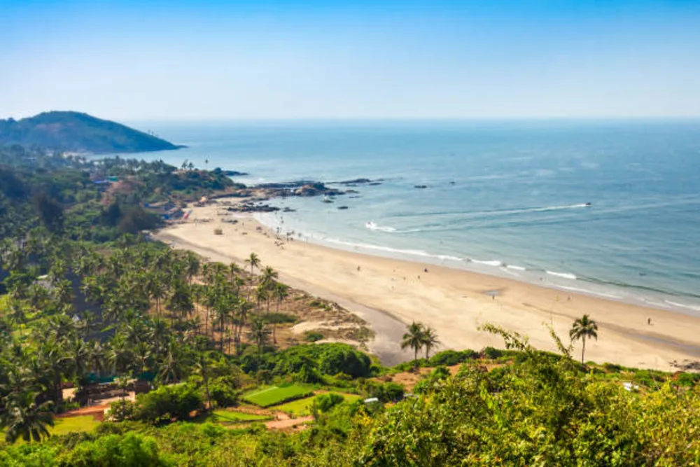 Agonda Beach South Goa, quiet coastline with palm trees