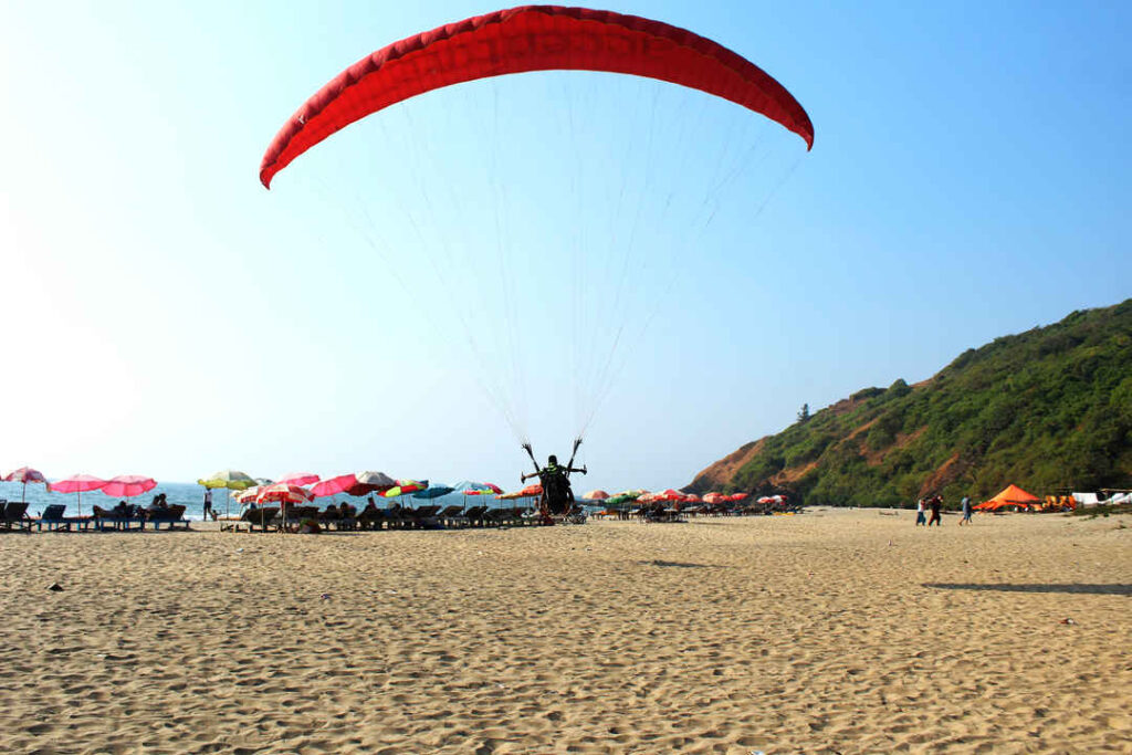 Places to visit in Goa - Arambol Beach Goa paragliding