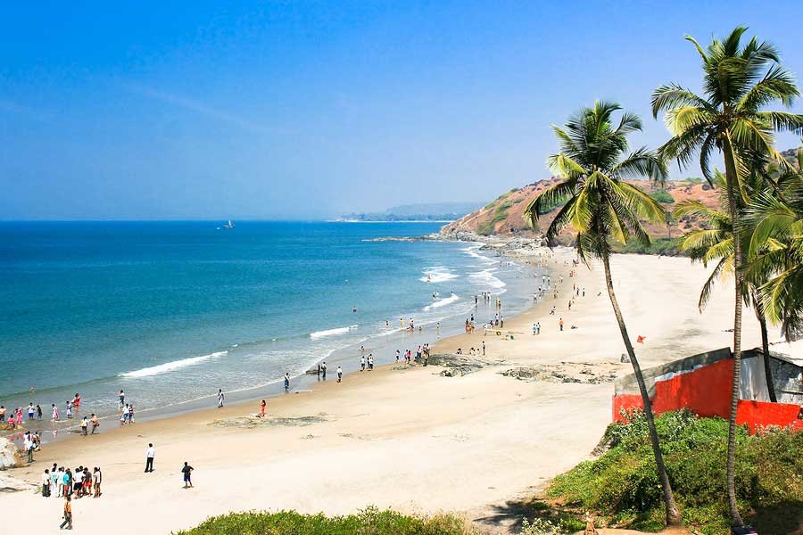 Baga Beach Goa with beach shacks and water sports