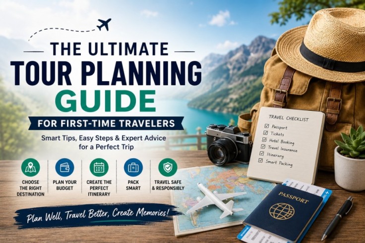 The ultimate tour planning guide for first-time travelers with travel essentials, itinerary, and vacation planning checklist.