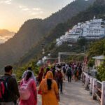 Pilgrims visiting the sacred Nau Devi Darshan temples in North India