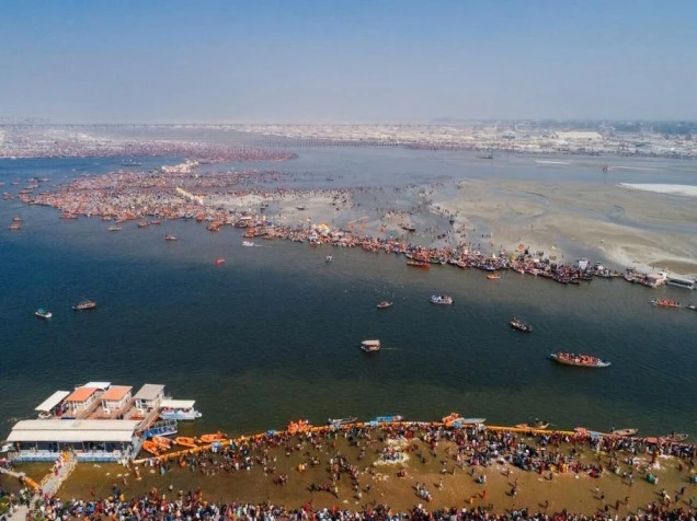 Triveni Sangam, Prayagraj Triveni Sangam, the confluence of three rivers at Prayagraj