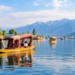 Tourists on a Shikara boat on Dal Lake, Srinagar, Kashmir